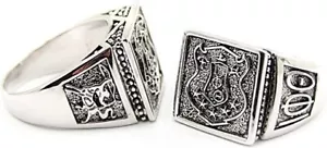 Anello Iota Phi Theta Crest in argento sterling con smalto nero vintage - Foto 1 di 1