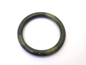 Vintage SPINACH JADE Taiwan Green Marbled Chinese 10mm Tube Bangle Bracelet 63mm - Picture 1 of 7