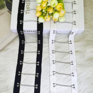 2 Yards Steel Riveted Hook Eye Tape Iron Chain Grommet Eyelet Twill Tape Trim - Picture 1 of 14