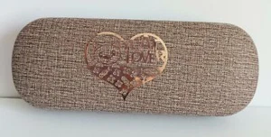 Cat Lover Design Hard shell Glasses / Sunglasses Case, Brown Linen look/Gold - Picture 1 of 2
