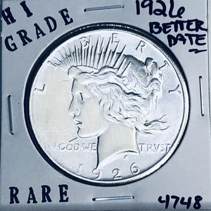 1926 P PEACE SILVER DOLLAR HI GRADE GENUINE U.S. MINT RARE COIN 4748 - Picture 1 of 3
