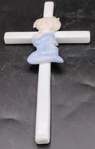 Vintage RR Roman Ceramic Porcelain Praying Toddler Cross Wall Hanging Japan - Picture 1 of 4
