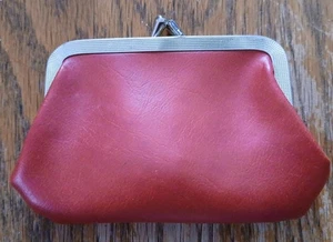 Vintage Kiss Lock Geldbörse Kosmetiktasche rot - Bild 1 von 6