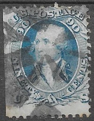 USA 1861 Washington 90c blue Scott #72 used straight edge see scans - Image 1 of 2