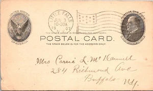 GOLDPATH: US POSTAL CARD 1907 LITTLE FALLS,NY.FLAG CV819_P32 - Picture 1 of 2