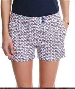 Vineyard Vines Women's Cotton Shorts Sz 0 Red White Blue Whale Tail -July 4th! - Picture 1 of 11