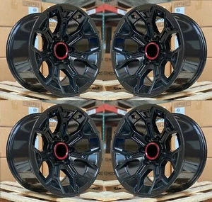17x8 Gloss Black Wheels Fit Toyota 4Runner Tacoma FJ 17" 6x139.7 +5 Rims Set 4 - Picture 1 of 3