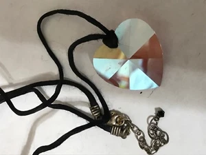 Interesting CLAUDIA'S Pink Crystal Heart with Cloth/Sterling Necklace L@@K C-17 - Picture 1 of 9