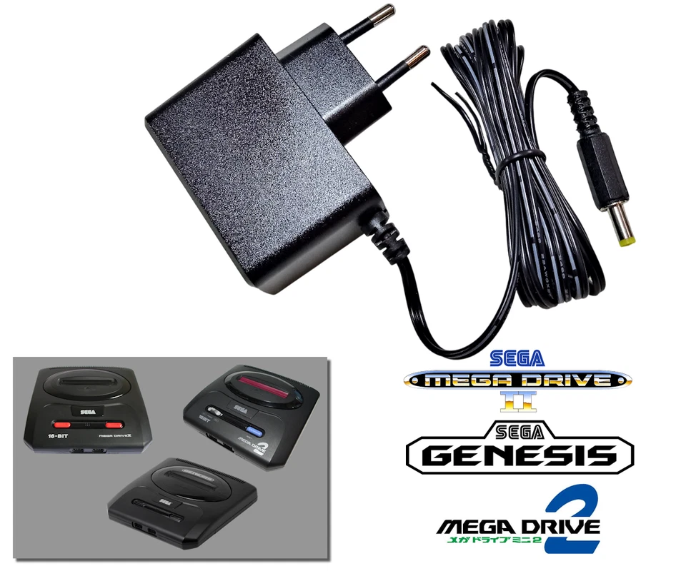 Power Supply for Sega Mega Drive 2 / Genesis 2 - 2m Cable - EU Plug AC Adapter - Immagine 1 di 1