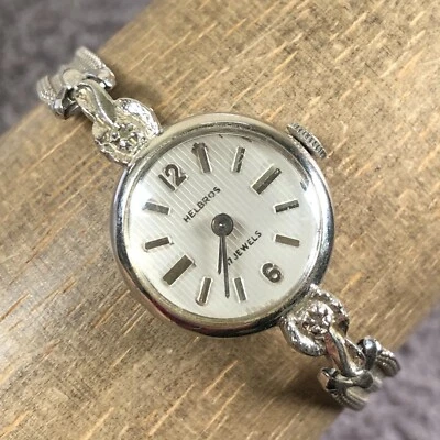 Helbros Women Dress 17 Jewels Silver Tone Mechanical Wind Analog Watch 6 1/4" - Image 1 of 4