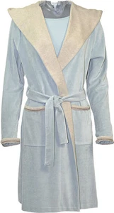 Morgenmantel Pluto CORAL- Nicki mit Kapuze, gebunden - Fb misty blue- Gr 36- 44 - Picture 1 of 4