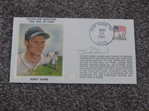Bobby Doerr Red Sox  Signed S Rini Z Silk Cachet Auto FDC 1986 Elected To HOF - Picture 1 of 1