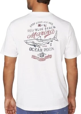 Nova Camiseta Masculina 2XL IZOD Água Salgada Clássica Relaxada Azul Praia Marina Tubarão - Imagem 1 de 4