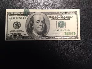 100.00 1996 Error Currency Ink Smear And Off Center Ink Mark 1580 Reverse - Picture 1 of 4