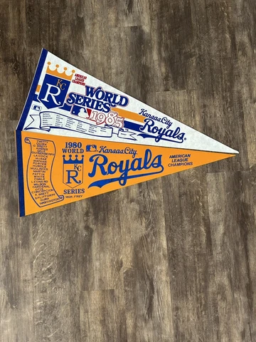 Vintage 1980 and 1985 KC Royals American League Champions roster pennants Cover