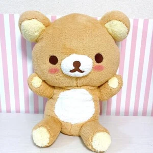 San-X Rilakkuma Plush Soft Stuffed Toy Brown Bear Fluffy Cheeks Kawaii XL Japan - Picture 1 of 24