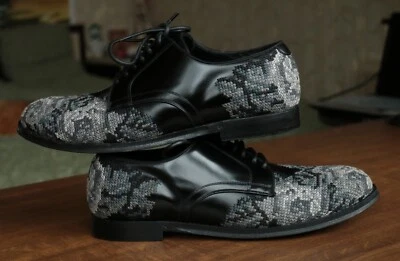 DOLCE & GABBANA Baroque Style Floral Embroidered Derby Black Leather Shoes 9.5 - Image 1 of 4