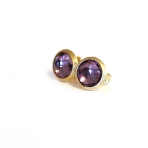 MARCO BICEGO NEW Jaipur 18K Yellow Gold & Amethyst Stud Earrings - Picture 1 of 13