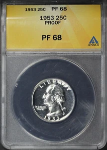 1953 Washington Quarter ANACS PF-68 - Picture 1 of 2
