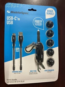 MobileSpec. Organizador de herramientas y cables multipropósito MBSV03102, 6 pies, USB-C a USB, - Imagen 1 de 2