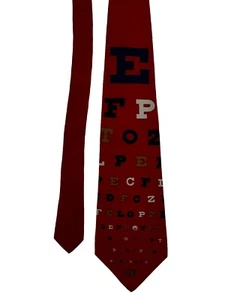 Vicky Davis 100% Silk Mens Neck Tie Burgundy Eye Chart Optician Doctor USA Made - Picture 1 of 7