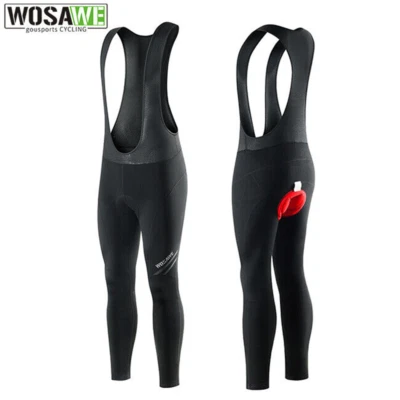 WOSAWE Mens Cycling Bib Pants Road Bike 3D Gel Tights Thermal Fleece Trousers - Image 1 of 4