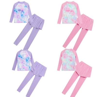 Niños Niñas Trajes Prendas para el torso Traje de baño Manga Larga Conjunto Traje Traje Tie-dye Disfraz Foto 1 de 4