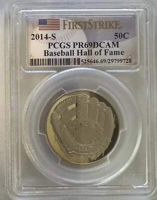 2014 S Clad Proof Baseball Hall of Fame .50c PCGS PR69DCAM First Strike - Image 1 of 4