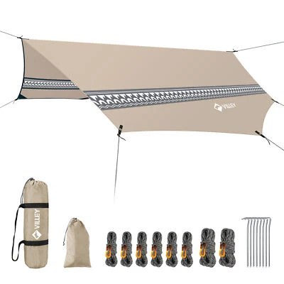 Lona de camping impermeable refugio solar hamaca tienda lluvia mosca octogonal con accesorio Foto 1 de 4