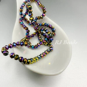 100 piezas, pequeñas cuentas metálicas arco iris 3,5 x 2,5 mm cristal rondelle joyas - Imagen 1 de 5