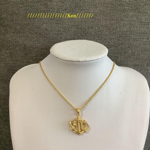 CHRISTIAN DIOR Collana Ciondolo Catena AUTENTICO Logo Cerchio Oro CD Kawaii F S GC11