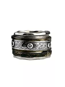 Silpada Sterling Silver & Brass with Patina Spinner Ring Isabella R3137 Size 6 - Picture 1 of 11