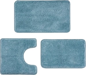 3 Pieces Luxury Bathroom Rug Set with U-Shaped Toilet Rug, Non-Slip Rubber Botto - Picture 1 of 12