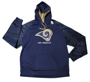 NFL LOS ANGELES RAMS Mens 2XL Majestic Navy HOODED PULLOVER SWEATSHIRT Therma - Picture 1 of 2