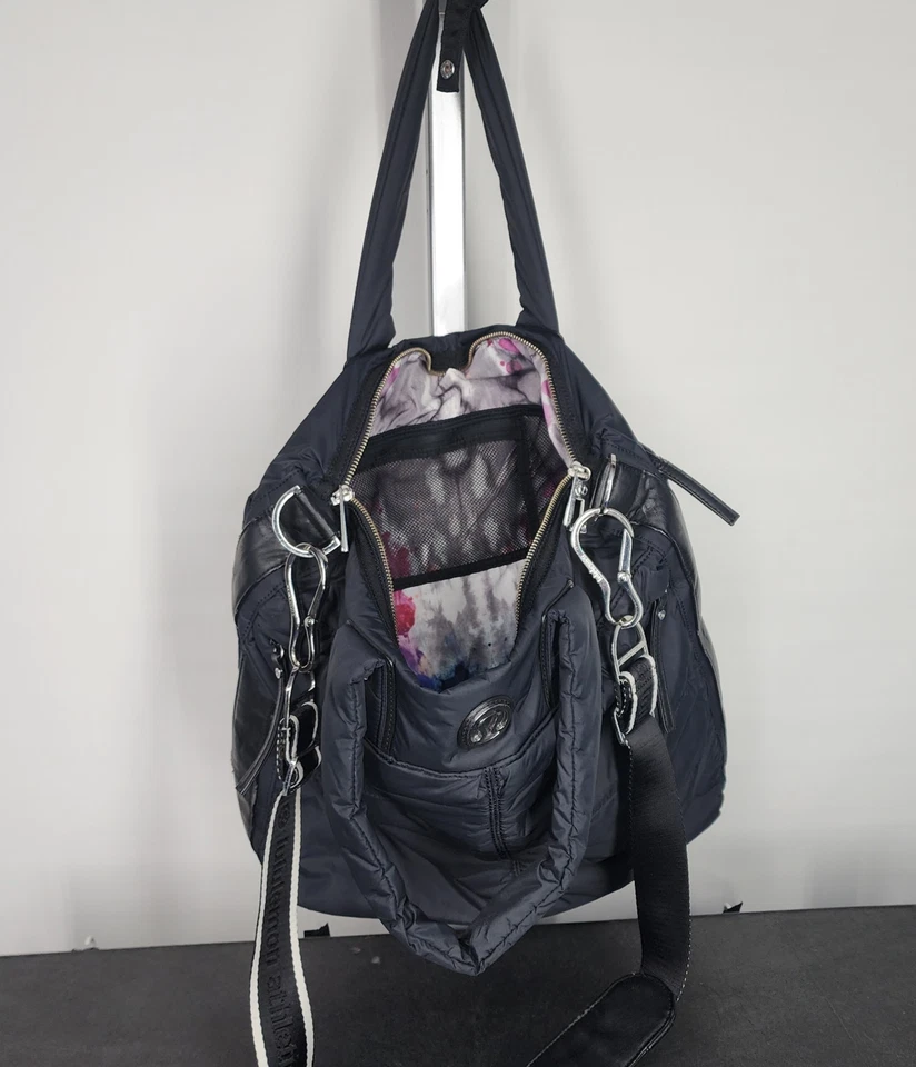 Lululemon Fast in Flight Bag Black Quilted Nylon Tote Gym Travel Crossbody – EUC - Image 1 of 4