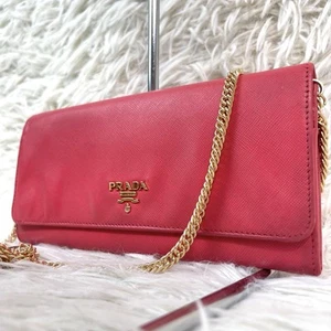 PRADA Leather Shoulder Bag Auth Pink Women Italy Authentic - Picture 1 of 12