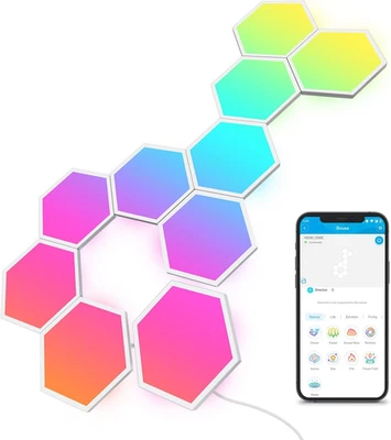NEW-Govee Glide Hexa Light Panels RGBIC 10 LED Hexagon Wall Lights Wi-Fi Smart - Image 1 of 2