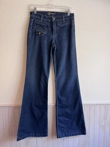 Bebe Jeans Women’s Size 28 Dark Wash Wide Leg Flare Denim Y2K Style  - Picture 1 of 12