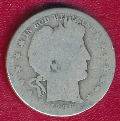 1896-S BARBER SILVER HALF DOLLAR **NICELY CIRCULATED** FREE SHIPPING!! - Image 1 of 2