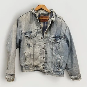 Levis Trucker Jacke Herren Größe M helle Waschung distressed Denim Decke gefüttert Vintage - Bild 1 von 17