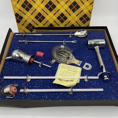 Vintage Mr. Bartender VIP Bar Set Barware Tools Pourer Strainer Stainless - Image 1 of 4