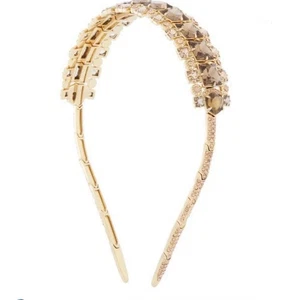 Henri Bendel Swarovski Crystals Pave Socialite Cluster Headband - Pink/Brown - Picture 1 of 8