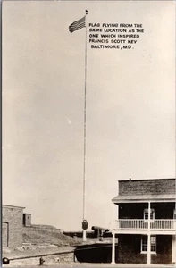 BALTIMORE, Maryland RPPC Real Photo Postcard "Star-Spangled Banner" Flag View - Imagen 1 de 2