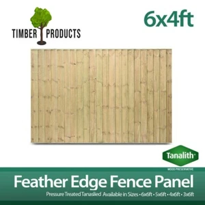 *PACK OF 3* 6x4 Tanalised Pressure Treated Feather Edge Panel Heavy Duty Fence - Picture 1 of 10