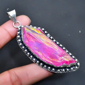 Pink Titanium Quartz Gemstone Handmade Jewelry Pendant 3.03" - Picture 1 of 1