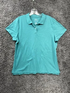 Croft & Barrow Classic Polo Shirt Womens XL Teal 100% Cotton Fitted Short Sleeve - Picture 1 of 6