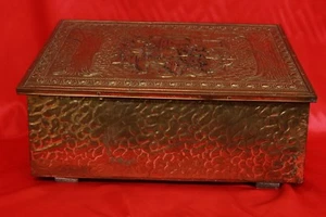 Scatola portatutto in ottone scolpito e decorato metà '900 brass XX sec. - Bild 1 von 8