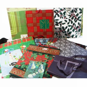 Fabulous Collection of 12 Fancy Paper Bags, Gift Bags, Mostly Christmas Theme - Picture 1 of 8
