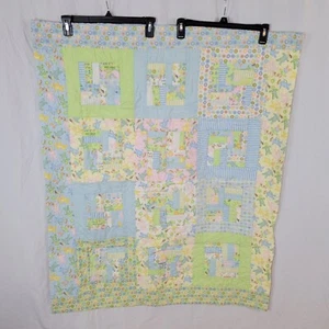 Handmade Baby Quilt Pastel Colors Patchwork Nursery Decor Play Mat Blanket - Picture 1 of 7