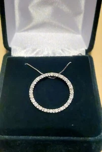 Natural Diamond Circle Pendant Made In 10KW With 18" Box Chain Made In 14 KW - Picture 1 of 13